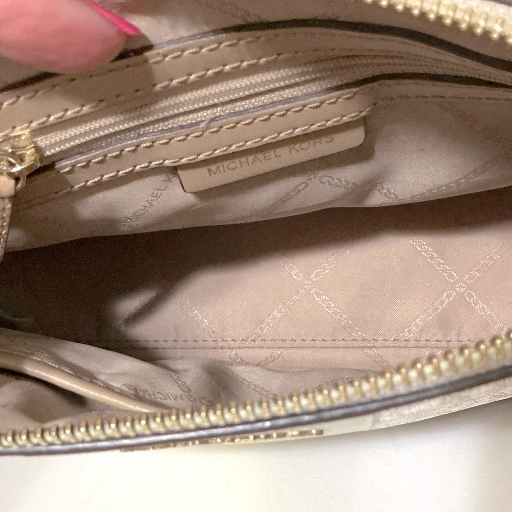 MICHAEL KORS Logo Stripe Dome Crossbody Bag Buttermilk Multi